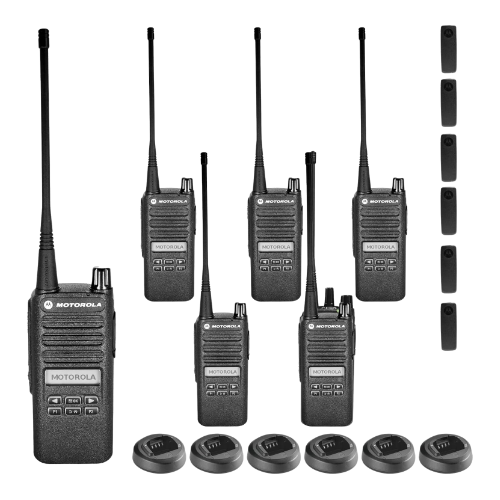 6 Pack of Motorola CP100D Analog UHF 403-480MHz 16 Channel 4 Watts Portable Two-Way Radio with Display and Limited Keypad