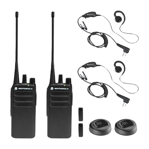 2 Pack of Motorola CP100D UHF 403-480MHz 4 Watt 16 Channels Analog Portable Radio and Earpiece