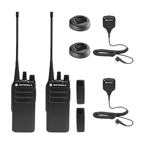 2 Pack of Motorola CP100D UHF 403-480MHz 4 Watt 16 Channels Analog Portable Radio and Speaker Microphone