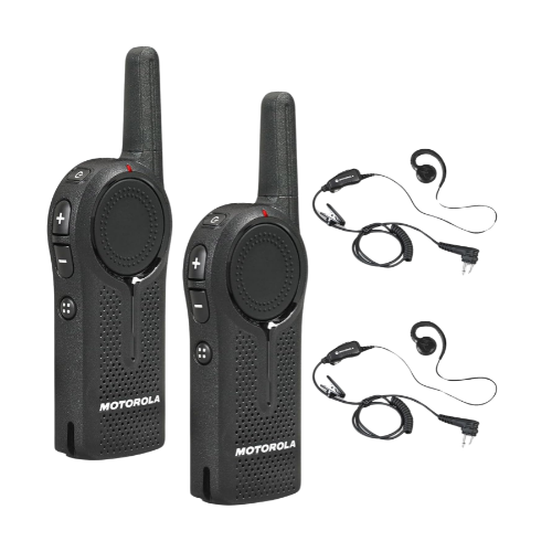 2 Pack of Motorola DLR1020 900MHz ISM Band 1 Watt 2 Channels License Free Digital Two-Way Radio and Earpiece