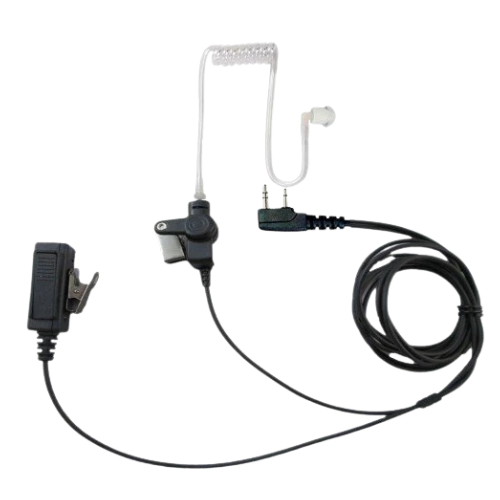 SRCommunications Two-Wire Surveillance Headset with Push-to-Talk for 2-Pin Kenwood Radios