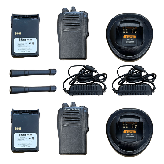 2 Pack of Used Motorola EX500 AAH38SDC9AA3AN UHF 450-512MHz 16 Channels 4 Watt Portable Two-Way Radio