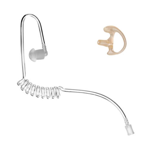 Coiled Clear Acoustic Audio Tube and Earmold for Surveillance Headsets