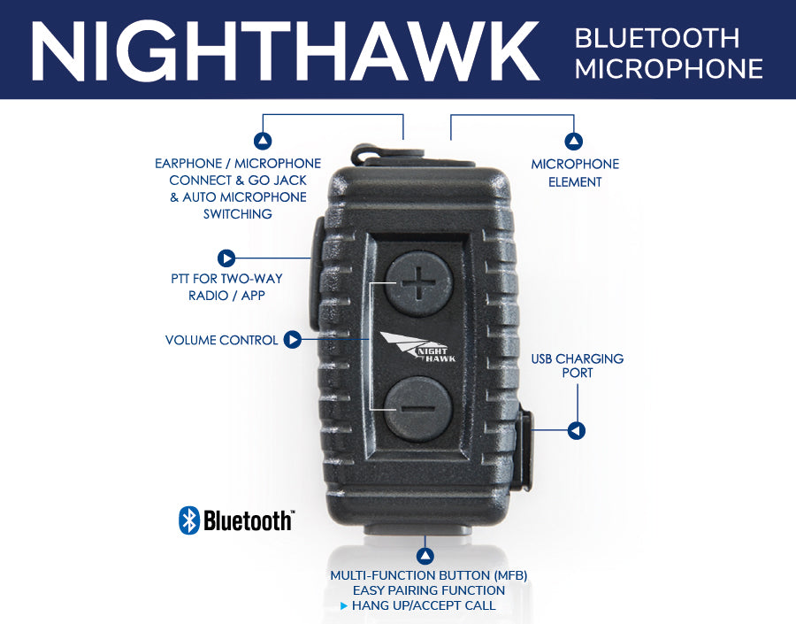 Earphone Connection Nighthawk Bluetooth Microphone for POC Apps