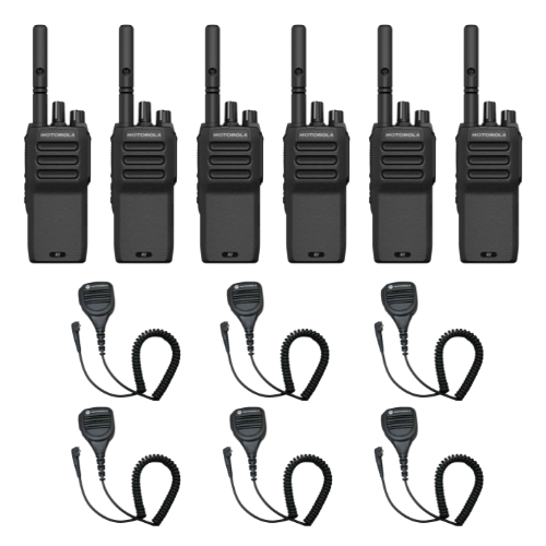 6 Pack Motorola MOTOTRBO R2 AAH11YDC9JA2AN UHF 400-480MHz Digital Two Way Radio with PMMN4029 Speaker Microphone