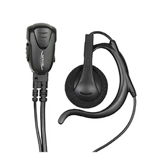 Ritron RHD-14X Lightweight Earhook Headset with PTT and Lapel Microphone for J Series Two-Way Radios