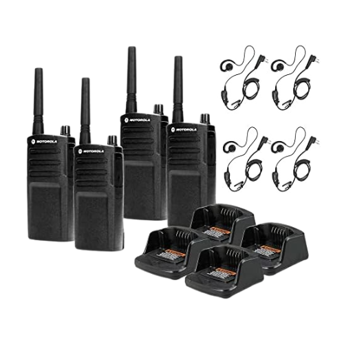 4 Pack of Motorola RMU2040 UHF 2 Watt 4 Channel Analog Business Radio with HKLN4604 Earpiece