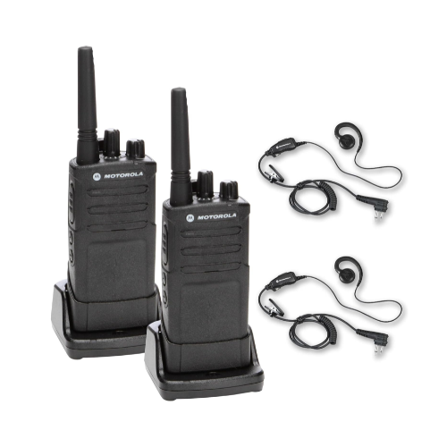 2 Pack of Motorola RMU2080 UHF 2 Watt 8 Channel NOAA Business Two-Way Radio with HKLN4604 Earpiece