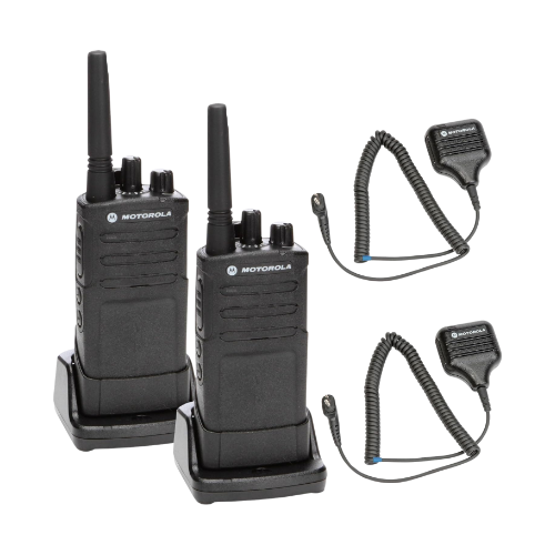 2 Pack of Motorola RMU2080 UHF 2 Watt 8 Channel NOAA Business Two-Way Radio with HKLN4606 Speaker Microphone