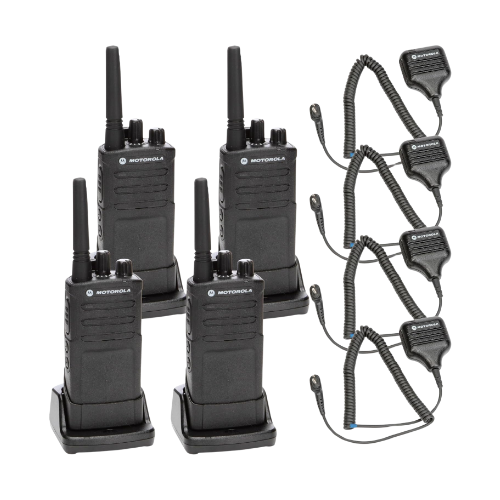 4 Pack of Motorola RMU2080 UHF 2 Watt 8 Channel NOAA Business Two-Way Radio with HKLN4606 Speaker Microphone