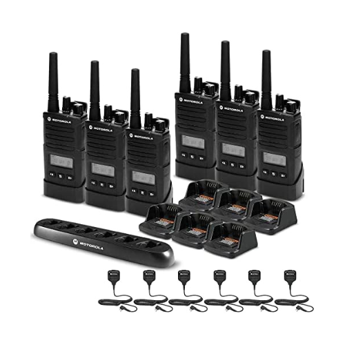 6 Pack of Motorola RMU2080D UHF 8 Channel 2 Watt Business Radio with HKLN4606 Speaker Microphone and PMLN6384 Multi-Unit Charger