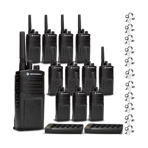 12 Pack of Motorola RMV2080 VHF 2 Watt 8 Channel High-Power Radio with HKLN4604 Earpiece and PMLN6384 Multi-Unit Charger