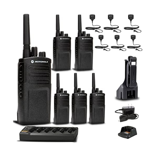 6 Pack of Motorola RMV2080 VHF 2 Watt 8 Channel High-Power Radio with HKLN4606 Speaker Microphone and PMLN6384 Multi-Unit Charger