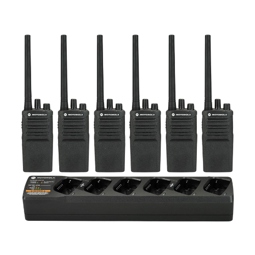 6 Pack of Motorola RMV2080 VHF 2 Watt 8 Channel Radio with PMLN6384 Multi-Unit Charger