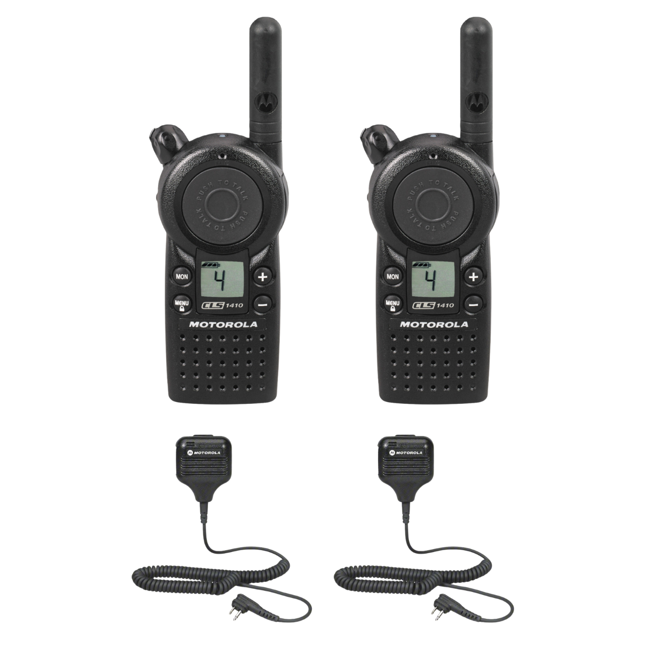 2 Pack of Motorola CLS1410 UHF 1 Watt 4 Channel Lightweight Business Radio with HKLN4606 Speaker Microphone