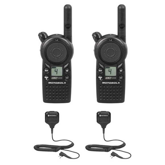 2 Pack of Motorola CLS1410 UHF 1 Watt 4 Channel Lightweight Business Radio with HKLN4606 Speaker Microphone