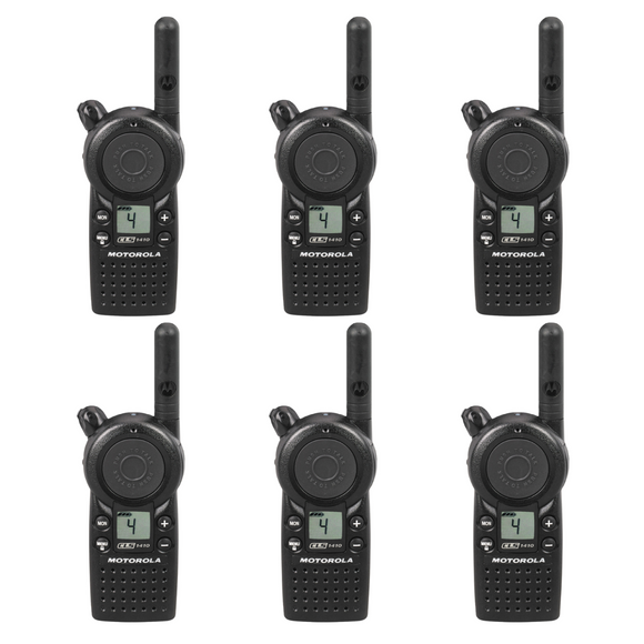 6 Pack of Motorola CLS1410 UHF 1 Watt 4 Channel Lightweight Business Radio