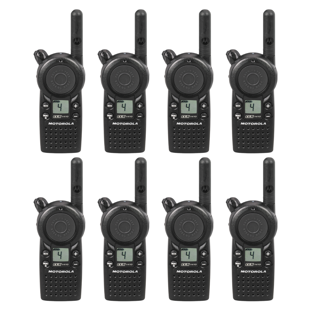 8 Pack of Motorola CLS1410 UHF 1 Watt 4 Channel Lightweight Business Radio