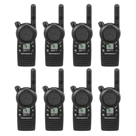 8 Pack of Motorola CLS1410 UHF 1 Watt 4 Channel Lightweight Business Radio