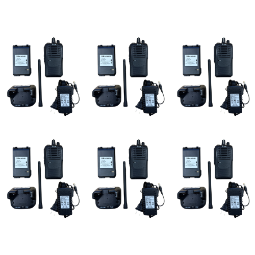 6 Pack Refurbished Icom F3001 16 Channel 5 watt 136-174 MHz VHF Analog Two Way Radio with New SRComm Accessories