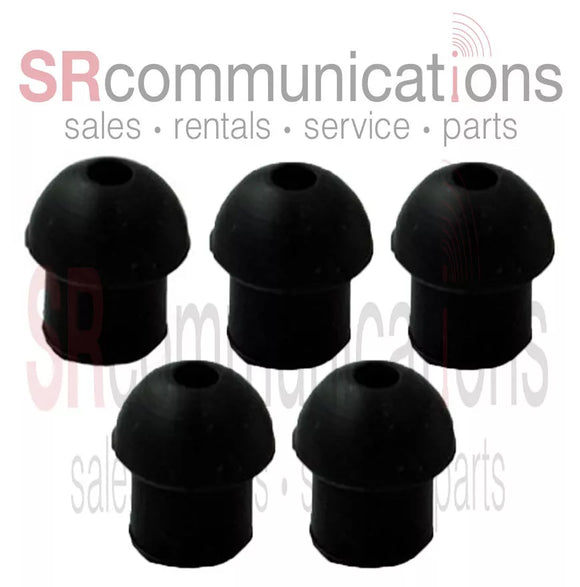 QTY 5 Replacement Black Rubber Eartips For Motorola HYT Kenwood Vertex Headsets