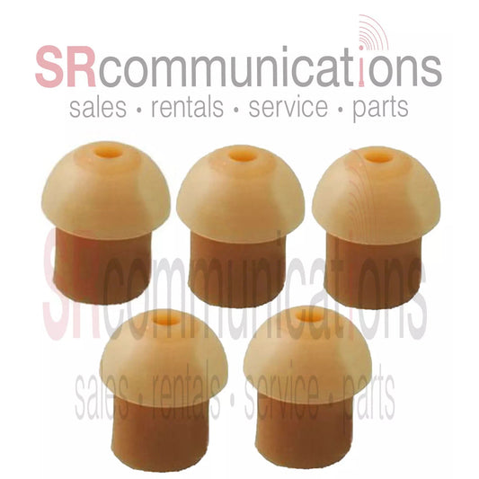 QTY 5 Replacement Tan Rubber Eartips For Motorola HYT Kenwood Vertex Headsets