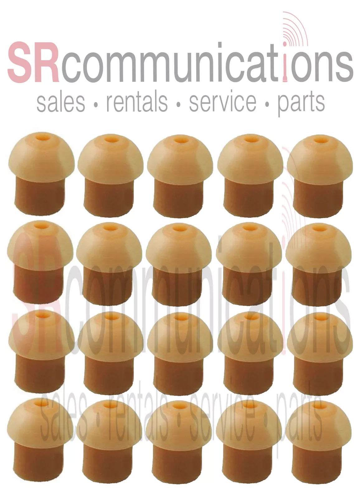 QTY 20 Tan Mushroom Rubber Eartips Motorola Kenwood Icom Hyt Vertex Earpiece