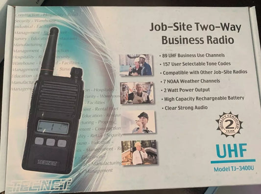 Technet TJ-3400U UHF 89 Channel 2 Watt Job-Site NOAA Weather Two-Way Radio