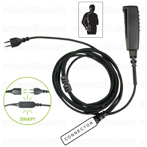 Pryme SNP-2W-M8-BF Two-Wire Braided Fiber Surveillance Lapel Microphone for Motorola SL1M SL2K SL300, SL500e SL1600 SL3500e SL4000e SL4010e SL7000e SL7550e SL7580e SL7590e SL8550e TLK100