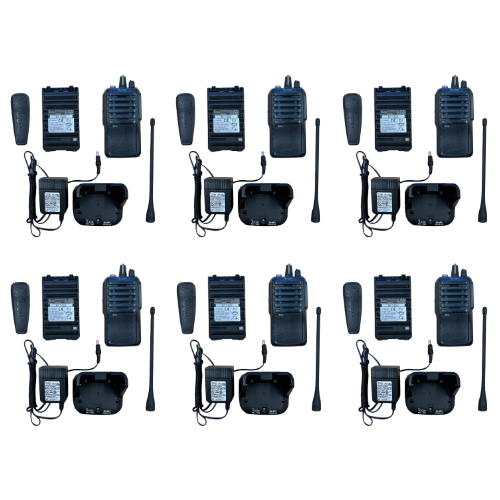 6 Pack Used Icom F3001 16 Channel 5 watt 136-174 MHz VHF Analog Two Way Radio with Used OEM Accessories