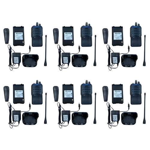 6 Pack Used Icom F3001 16 Channel 5 watt 136-174 MHz VHF Analog Two Way Radio with Used OEM and New Batteries